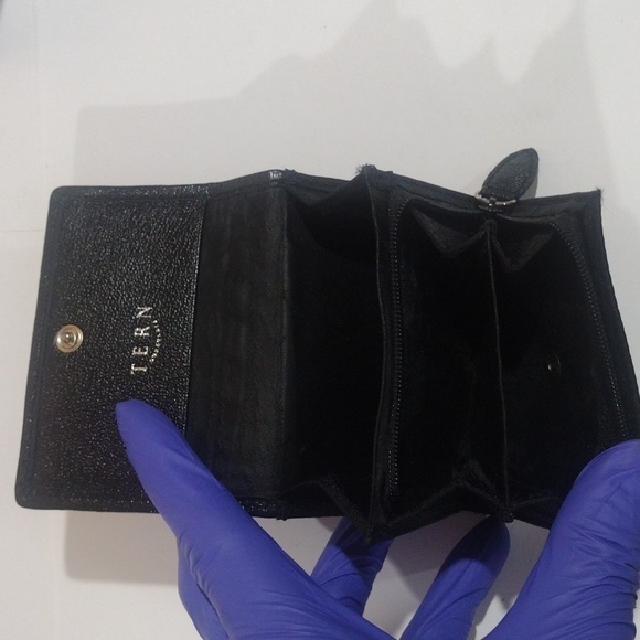 TERN Black Leather Canvas Zipper Bi-fold Coin Purse 4x3-in - Women's Accessories - Picture 7 of 10